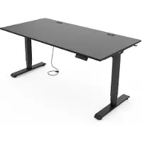 Yaasa Desk Essential Höhenverstellbarer Schreibtisch Elektrisch 160 x 80 cm, Dunkelgrau/Schwarz – 4 Speicherfunktionen, Höhenanzeige, Kollisionssensor und Kabelnetz
