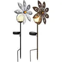 Globo Lighting 2er Set LED Solarleuchte, Glaskugel, Windrad, H 50 cm