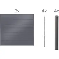 Alberts Sichtschutz Palitio als Set,umbragrau7022, zum Einbetonieren, Länge 6,00m, Profilhöhe 150mm