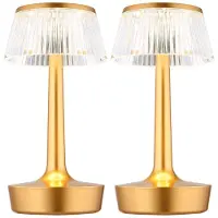 Globo Lighting 2x LED Tischleuchte, Messing, Kristall-Effekt, Touch, Dimmer