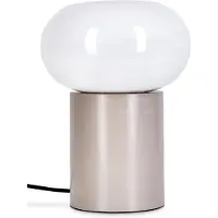 Hofstein Baressa moderne Nachttischlampe aus Metall/Glas in Taupe/Weiß