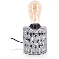Hofstein Pescara Tischlampe aus Glas/Metall in Chrom/Rauch/Schwarz