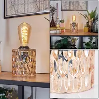 Hofstein Pescara Tischlampe aus Glas/Metall in Bernsteinfarben/Schwarz