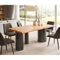DELIFE Esstisch Edge 200x100 XL Akazie Natur Troa Metall Schwarz Live-Edge