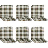 NYVI Niedriglehner Auflagen Hawaii 6er Set - 96x47 cm Grün Orange Weiß Kariert - Gartenmöbel Auflage mit 5 cm Polster und Gummi-Halteband