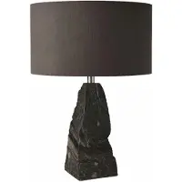 Casa Padrino Luxus Naturstein Tischleuchte Schwarz / Silber H. 56 cm - Schreibtischleuchte