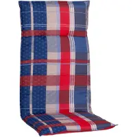 NYVI Hochlehner Auflage Rio 120x48 cm - Rot Blau Beige Kariert - Gartenstuhl Sitzauflage mit 5 cm Sitzpolster & Wendedesign - Bequem, Robust, Pflegeleicht