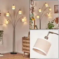 Hofstein Schiavonea Stehlampe aus Metall/Stoff in Schwarz/Nickel-matt/Beige/Weiß