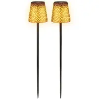 Globo Lighting 2x LED Solar Außenleuchte, Lichtspiel, Akku, gold, H 70cm