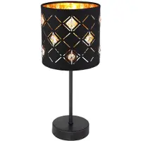 Globo Lighting LED Tischleuchte, dimmbar, Kristalle, schwarz gold, H 35 cm