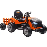 AIYAPLAY Elektrischer Kinder Traktor 3-Gang mit Anhänger, 2 Motor, für 3-8 Jahre