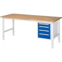 RAU Arbeitstisch 2000x800x760-1080 4xSchub B-Platte 25mm l.gr/e.bl