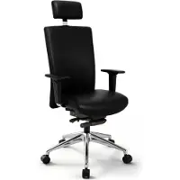 Versee Terox Chefsessel Schwarz Leder – ergonomischer Bürostuhl & Schreibtischstuhl, bequem für langes Sitzen, stabiler Drehstuhl bis 150 kg belastbar