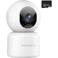 Siltcon Protectly 2K Überwachungskamera Innen – WLAN Kamera mit 360° PTZ, Nachtsicht bis 20m, Zwei-Wege-Audio & 64GB SD