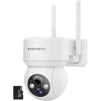 Siltcon Protectly 2K Überwachungskamera Außen – WLAN Kamera mit Nachtsicht, 355° PTZ, Zwei-Wege-Audio, Sirene, IP66 & 64GB SD