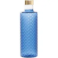 Zafferano Isolano Designerflasche aus mundgeblasenem Borosilikatglas mit Diamantschliff, bläuliche Farbe, inklusive doppeltem Zierverschluss
