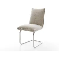 DELIFE Freischwinger Lelio-Flex Webstoff Soft Beige Freischwinger flach Edelstahl Taschenfederkern