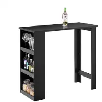 SoBuy FWT17-II-SCH Küchentheke Bartisch Esstische mit 3 Ablageflächen, Stehtisch für Kleine Räume, Hoher Tresentisch Schwarz BHT ca. 112x106x57 cm