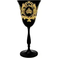 Casa Padrino Pompöös by Luxus Weißweinglas mit 24 Karat Vergoldung Schwarz / Gold Ø 8,7 x H. 20,3 cm - Pompööses Weißweinglas designed by Harald Glööckler