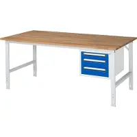 RAU Arbeitstisch 2000x1000x760-1080 3xSchub B-Platte 25mm l.gr/e.bl