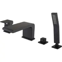 NEXTREND - GmbH Wannenrandarmatur Fliesenrandarmatur 6080B in Schwarz - Design 4-Loch-Wasserfall-Badewannenarmatur