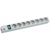 Bachmann 19"-Steckdosenleiste 1HE 8xUTE 1xSchalter, silberfarben