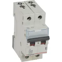 Legrand 403739 TX3 Leitungsschutzschalter D-Charakteristik, 20A, 2-polig, 6kA, 400VAC, 2TE