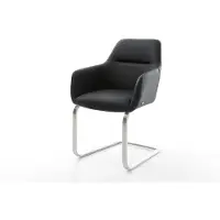 DELIFE Freischwinger Pejo-Flex Echt-Leder Schwarz Freischwinger flach Edelstahl Taschenfederkern