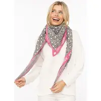 Zwillingsherz Modetuch "Dreieckstuch BW "Leo & Good" Leo mit pinker Kante und guten Vibes