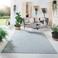 Steffensmeier Indoor Outdoor Teppich Öland Balkon Terrasse Küche Garten wasserfest Kunststoff, strapazierfähig , Raute Mint Beige, 120x170 cm