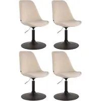 CLP 4er Set Esszimmerstühle Maverick Samt drehbar und stufenlos verstellbar creme Gestell Farbe schwarz