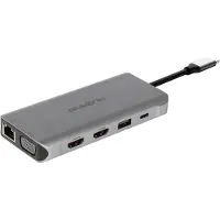 Plusonic USB-C 8in1 Docking-Station, USB-C zu 3x USB, 2x HDMI, VGA, USB-C PD, Audio, Ethernet, SD