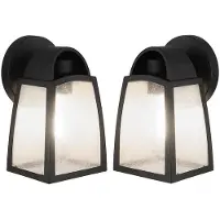 Etc-shop 2er Set LED Außen Wandleuchte, ALU Glas, schwarz, L 20 cm