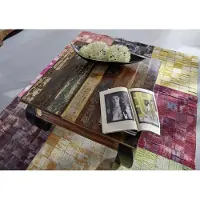 MASSIVMOEBEL24.DE Couchtisch Altholz 80x80x45 mehrfarbig lackiert NATURE OF SPIRIT #71