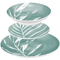 Secret De Gourmet Geschirr-Set aus Porzellan für 6 Personen, Blätter-Muster, 18-teilig