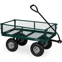 Relaxdays Handwagen, praktischer Bollerwagen für den Garten, mit Luftbereifung, klappbare Seitenteile, bis 200 kg, grün
