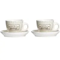 Ritzenhoff & Breker 2er Retro Kitchen Espressotasse Untertasse Creme-Blau Lungo Americano Ritzenhoff