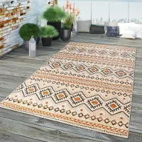 TT Home In-& Outdoor Teppich Terrasse Küchenteppich Rauten Modern Ethno Design Vintage Größe 120x170 cm
