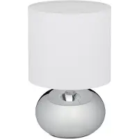 Relaxdays Nachttischlampe Touch dimmbar, moderne Touch Lampe mit 3 Stufen, E14, Tischlampe mit Kabel, 28 x 18 cm, silber
