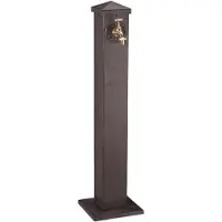 Relaxdays Wasserzapfsäule, eckig, antikes Design, mit Wasserhahn, 3/4 Zoll Anschluss, Garten Standbrunnen, 91 cm, braun