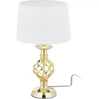 Relaxdays Tischlampe modern, Nachttischlampe Touch, 3 Stufen dimmbar, E14 Tischleuchte edel, HxD 43,5 x 25 cm, gold/weiß