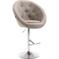 CLP Barhocker London V2 Stoff drehbar und höhenverstellbar | Farbe taupe Gestell Farbe chrom