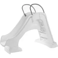 Step2 Vero Pool Rutsche aus Kunststoff in Weiß | Wasserrutsche mit Rutschfeste Stufen und mit Beschwerbare Basis und UV20-Kunststoff - für eingelassene Pools | 1,2 Metern