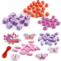 Djeco Schmuck basteln: Wooden beads, buterflies