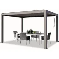 TOOLPORT PRIMEYARD Pergola 3x4 m Aluminium Pfosten mit Lamellendach aus Aluminium graue Terrassenüberdachung