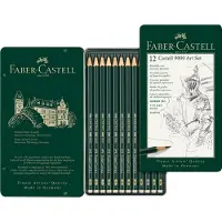 Faber-Castell - Castell 9000 Bleistift, Art Set, 12er Metalletui (119065)