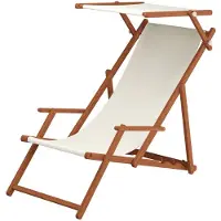 Erst-Holz Sonnenliege weiß Liegestuhl Sonnendach Kissen Gartenliege Deckchair Holz Gartenmöbel 10-303SKD