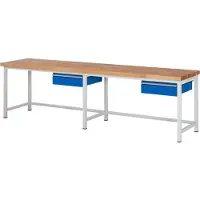 RAU Werkbank höhenverstellbar 8001A1, 3000xT700xH840-1040mm, 2x Schublade-TA