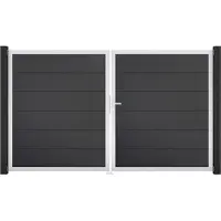 GROEN & JANSSEN Doppeltor GroJa BasicLine rechts vormontiert ohne Pfosten Rahmen Aluminium 300 x 180 cm anthrazit