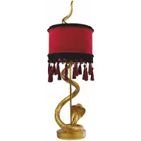 Casa Padrino Luxus Tischleuchte Schlange Gold / Bordeauxrot / Schwarz H. 80 cm - Luxus Leuchten
